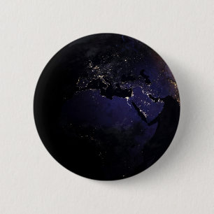 Full Earth Showing City Lights Of Europe At Night. Button