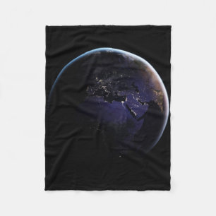 Full Earth Showing City Lights Of Europe At Night. Fleece Blanket