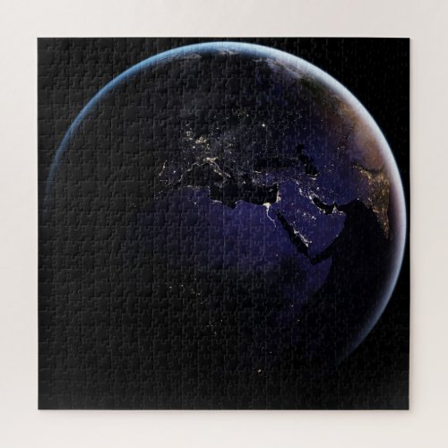 Full Earth Showing City Lights Of Europe At Night Jigsaw Puzzle