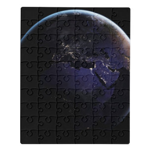 Full Earth Showing City Lights Of Europe At Night. Jigsaw Puzzle