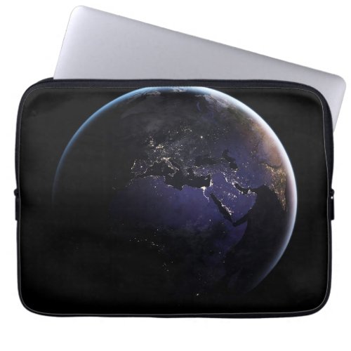 Full Earth Showing City Lights Of Europe At Night Laptop Sleeve