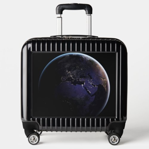Full Earth Showing City Lights Of Europe At Night Luggage