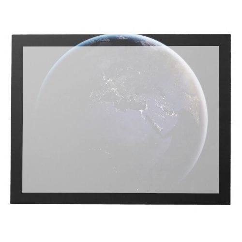 Full Earth Showing City Lights Of Europe At Night Notepad