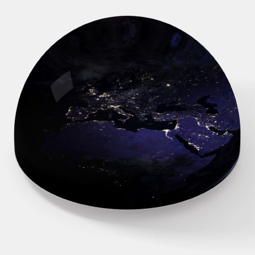 Full Earth Showing City Lights Of Europe At Night Paperweight