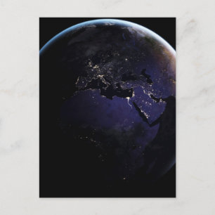 Full Earth Showing City Lights Of Europe At Night. Postcard