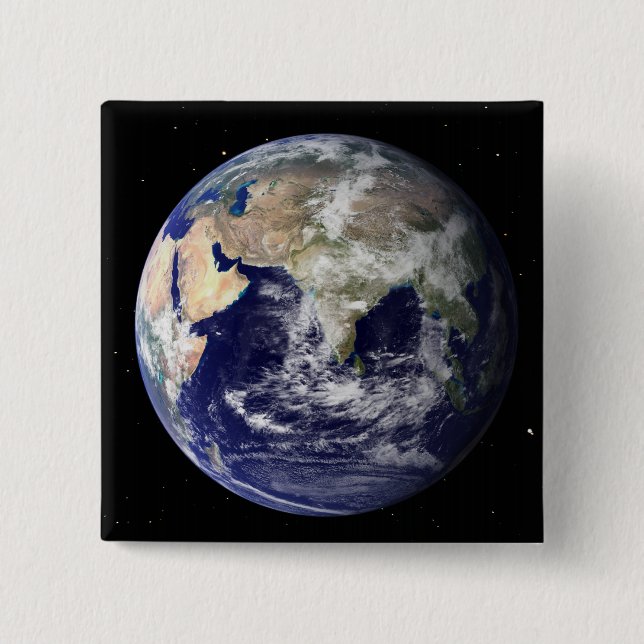 Full Earth showing Europe and Asia 2 Pinback Button (Front)