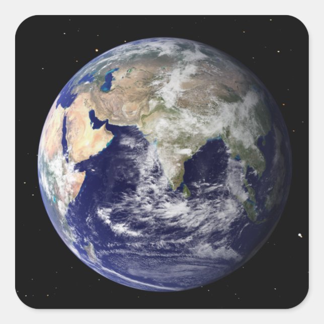 Full Earth showing Europe and Asia 2 Square Sticker (Front)