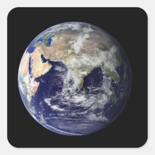 Full Earth showing Europe and Asia Square Sticker