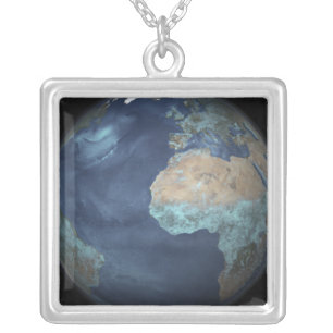 Full Earth showing evaporation Silver Plated Necklace