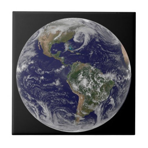 Full Earth Showing Low Pressure Systems Ceramic Tile