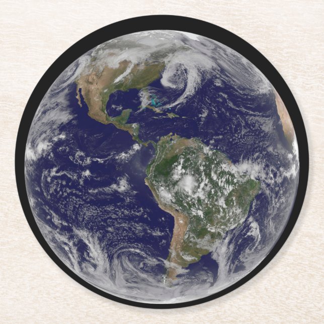 Full Earth Showing Low Pressure Systems. Round Paper Coaster (Front)