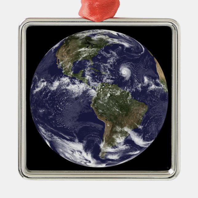 Full Earth showing North America 2 Metal Ornament (Front)