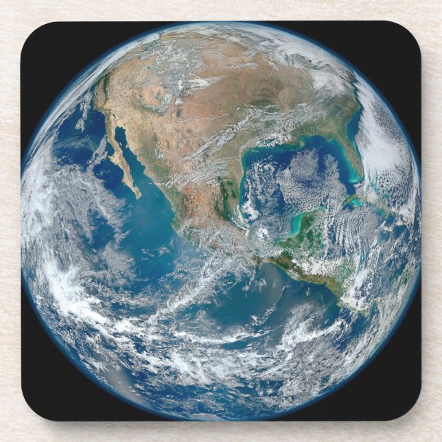 Full Earth Showing North America And Mexico. Beverage Coaster (Front)