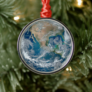 Full Earth Showing North America And Mexico. Metal Ornament