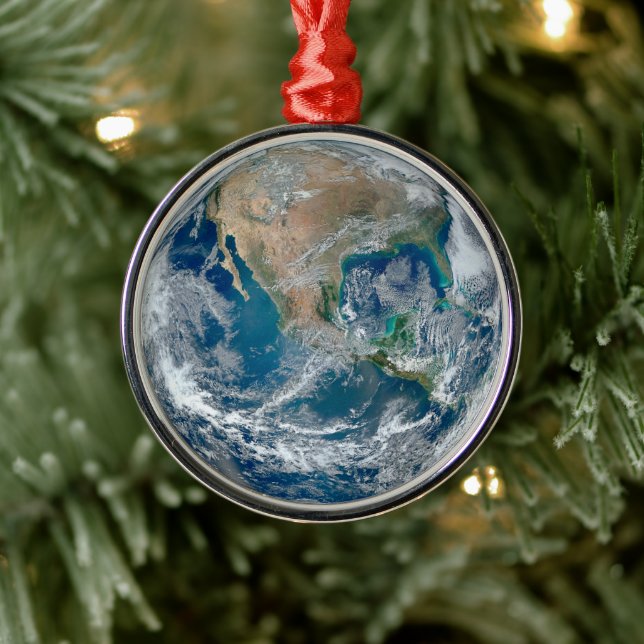 Full Earth Showing North America And Mexico. Metal Ornament (Tree)