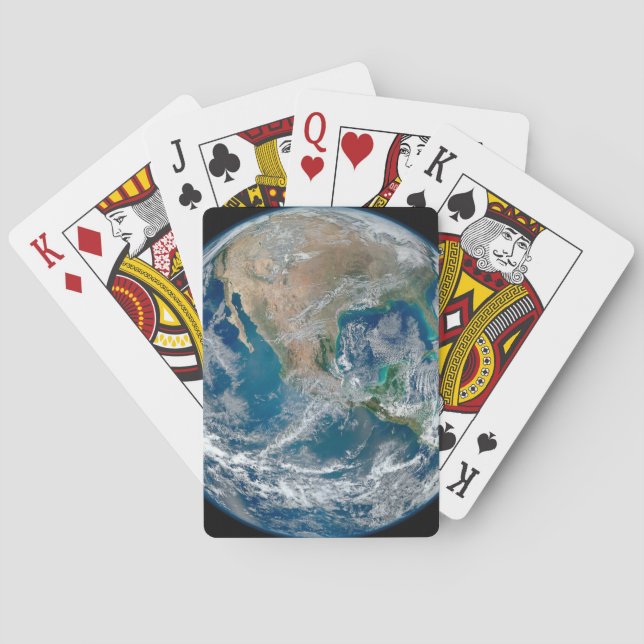 Full Earth Showing North America And Mexico. Poker Cards (Back)