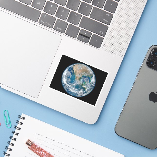 Full Earth Showing North America And Mexico. Sticker (Laptop w/ iPhone)