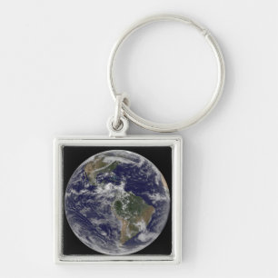 Full Earth showing North America and South Amer 3 Keychain