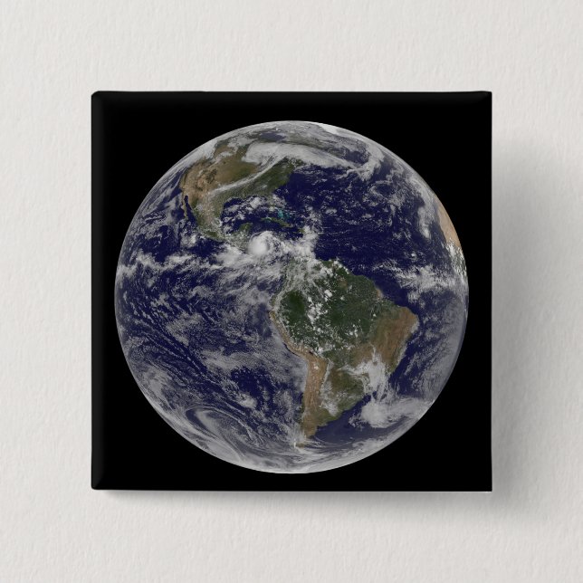 Full Earth showing North America and South Amer 3 Pinback Button (Front)