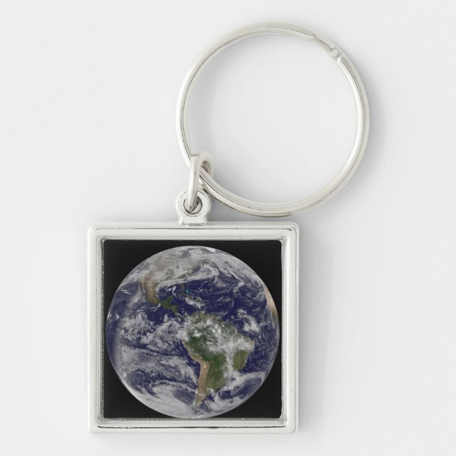 Full Earth showing North America and South Amer 4 Keychain (Front)