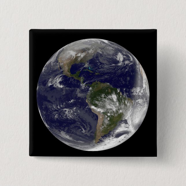 Full Earth showing North America and South Amer 5 Pinback Button (Front)