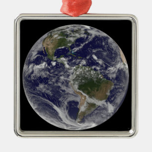 Full Earth showing North America and South Amer Metal Ornament