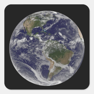 Full Earth showing North America and South Amer Square Sticker