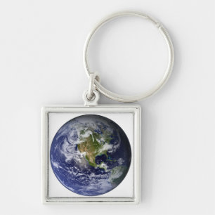 Full Earth showing North America Keychain