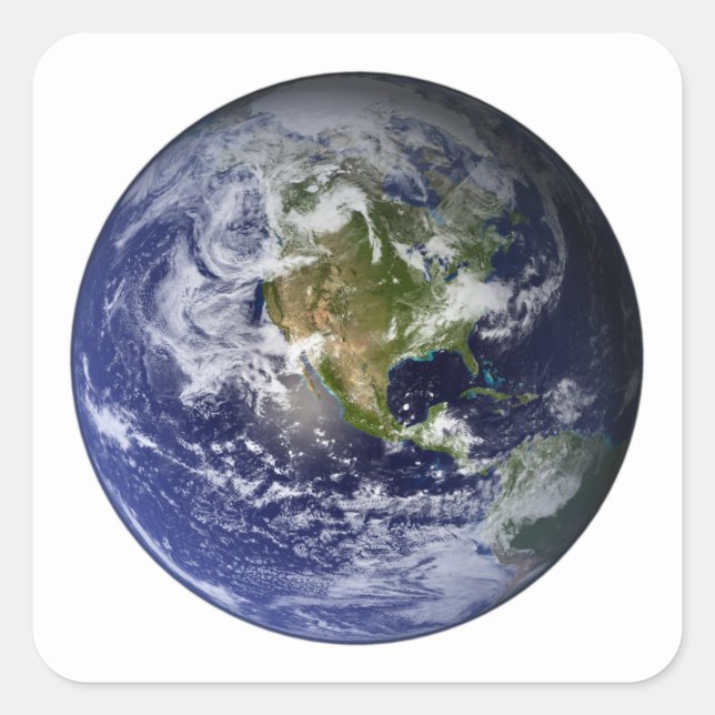 Full Earth showing North America Square Sticker (Front)