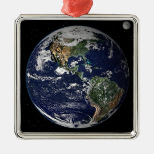 Full Earth showing North and South America Metal Ornament