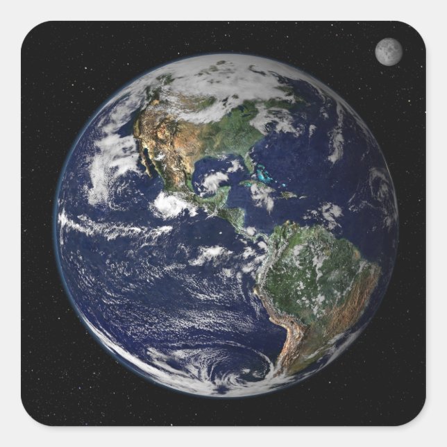 Full Earth showing North and South America Square Sticker (Front)