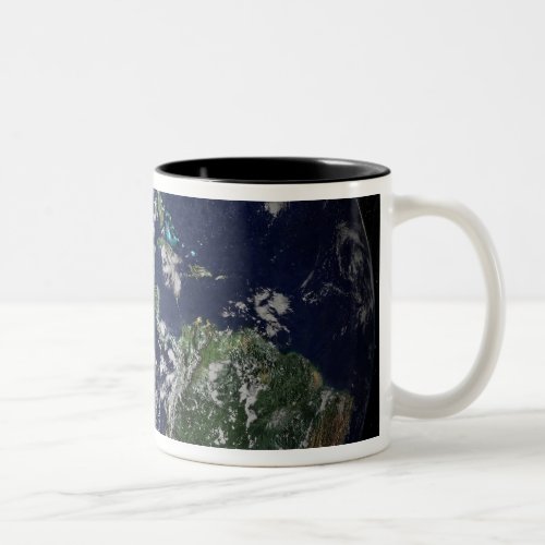 Full Earth showing North and South America Two_Tone Coffee Mug