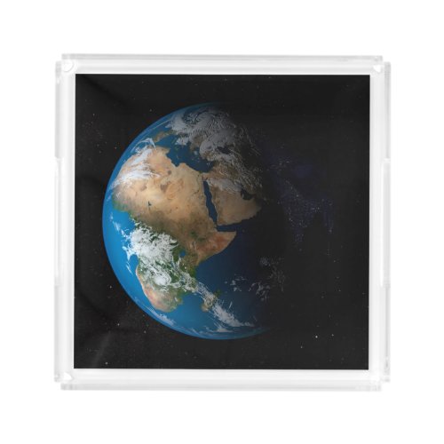 Full Earth Showing Simulated Clouds Over Africa Acrylic Tray