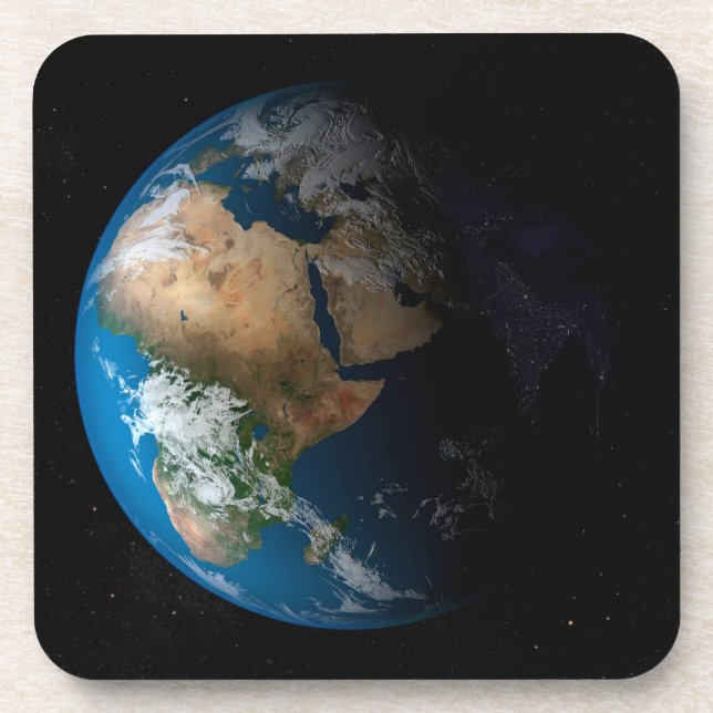 Full Earth Showing Simulated Clouds Over Africa. Beverage Coaster (Front)
