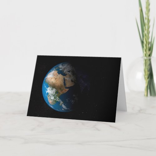 Full Earth Showing Simulated Clouds Over Africa Card