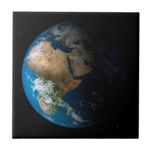 Full Earth Showing Simulated Clouds Over Africa. Ceramic Tile