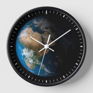 Full Earth Showing Simulated Clouds Over Africa. Clock