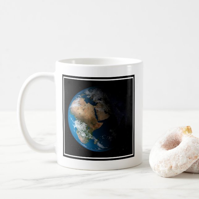 Full Earth Showing Simulated Clouds Over Africa. Coffee Mug (With Donut)