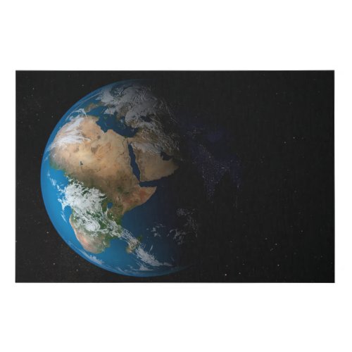 Full Earth Showing Simulated Clouds Over Africa Faux Canvas Print
