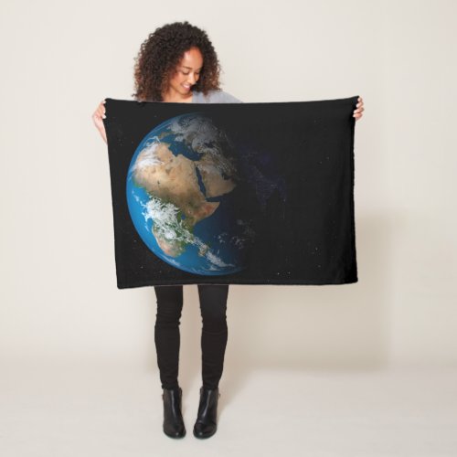 Full Earth Showing Simulated Clouds Over Africa Fleece Blanket