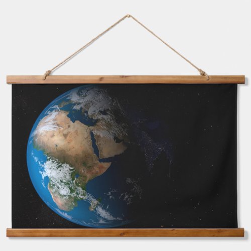 Full Earth Showing Simulated Clouds Over Africa Hanging Tapestry