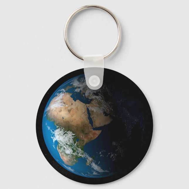 Full Earth Showing Simulated Clouds Over Africa. Keychain (Front)