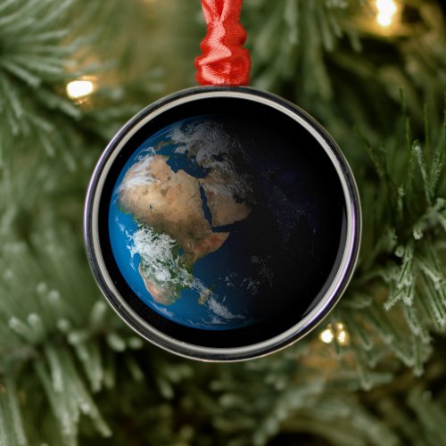 Full Earth Showing Simulated Clouds Over Africa Metal Ornament