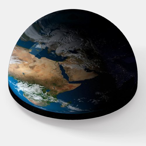 Full Earth Showing Simulated Clouds Over Africa Paperweight