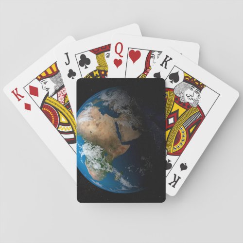 Full Earth Showing Simulated Clouds Over Africa Playing Cards