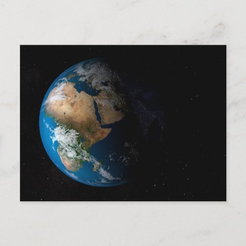 Full Earth Showing Simulated Clouds Over Africa Postcard