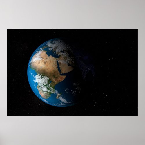 Full Earth Showing Simulated Clouds Over Africa Poster