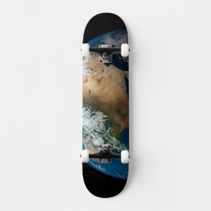 Full Earth Showing Simulated Clouds Over Africa. Skateboard