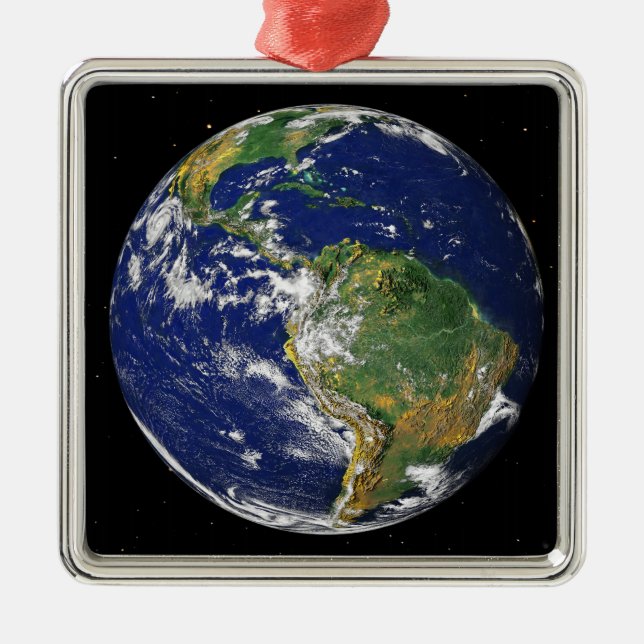 Full Earth showing South America 2 Metal Ornament (Front)