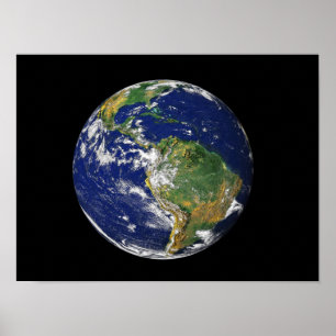Full Earth showing South America Poster